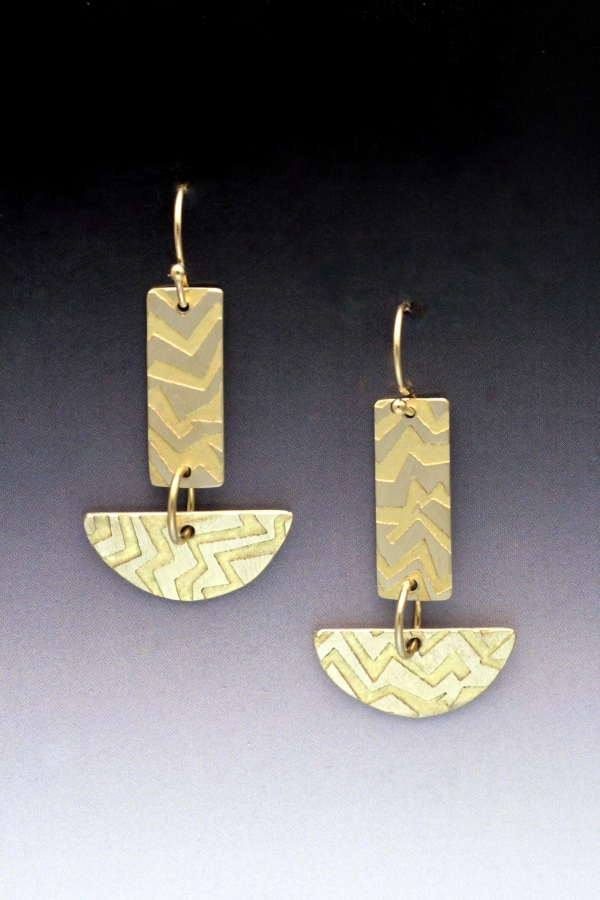 MB-E411 Earrings Brass Half Moons $74 at Hunter Wolff Gallery